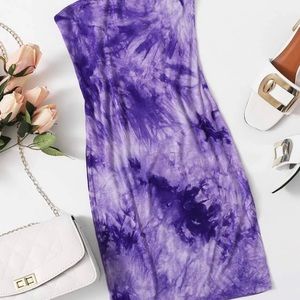 Purple Tie Dye Mini Dress (no straps)